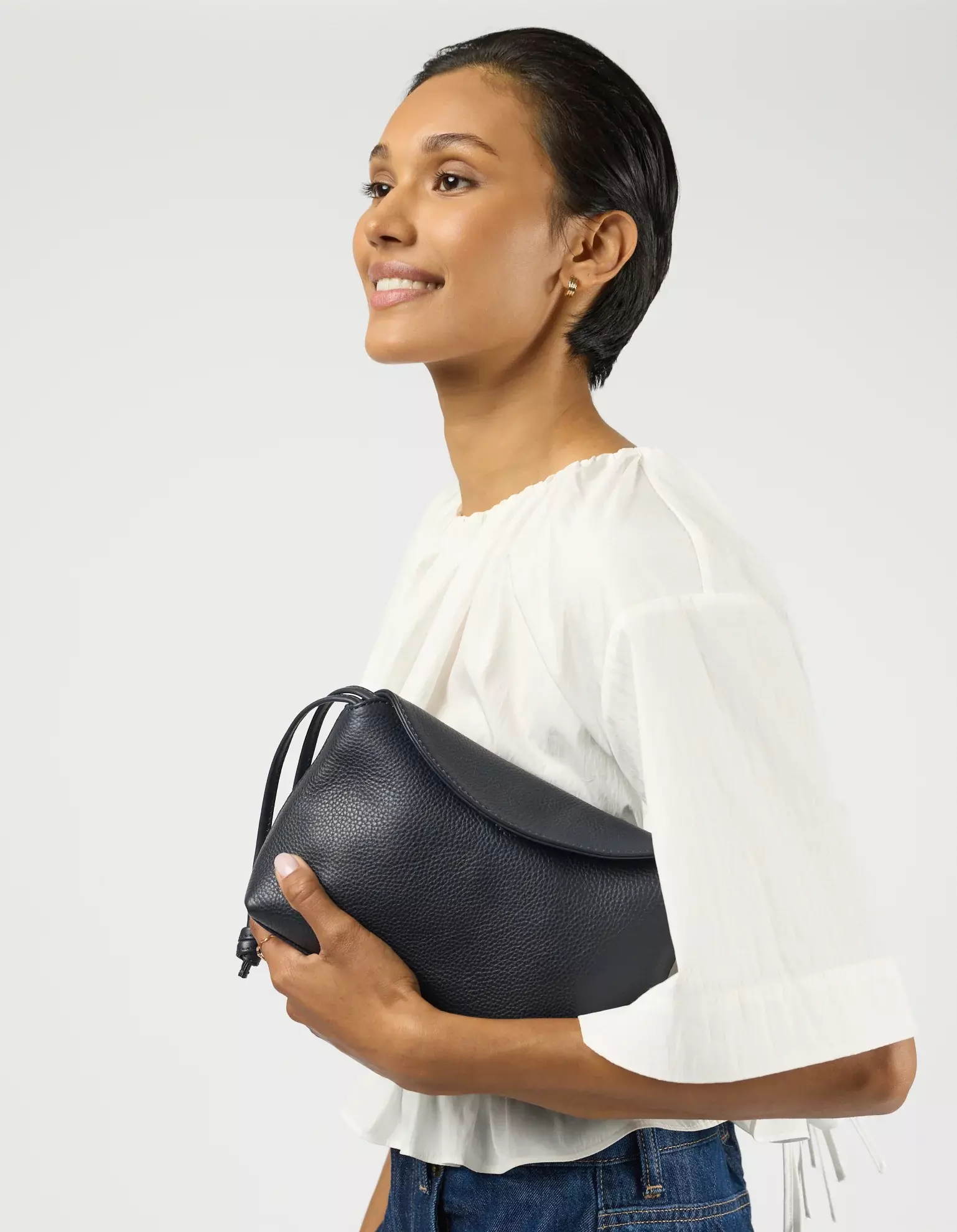 O MY BAG Sienna Mini Universe Blue Soft Grain Leather Handtasche Leder blau